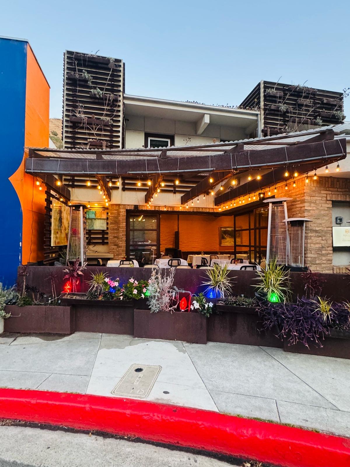 Patio with warm lights